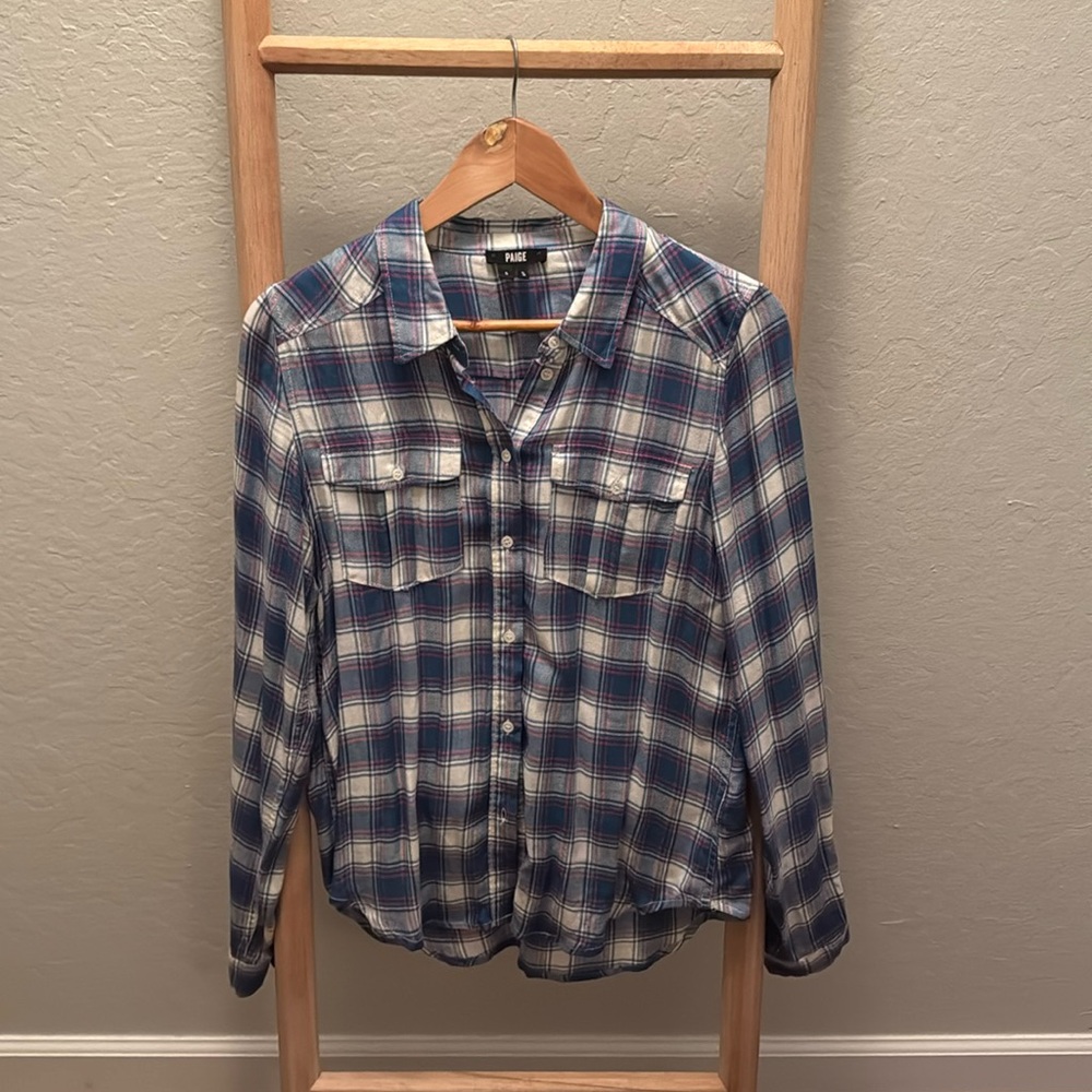 Paige - Plaid Button down long sleeve - great condition